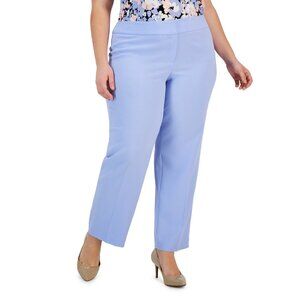 Kasper Stretch Crepe Mid-Rise Ankle Pants Blue Plus Size 18W MSRP $89